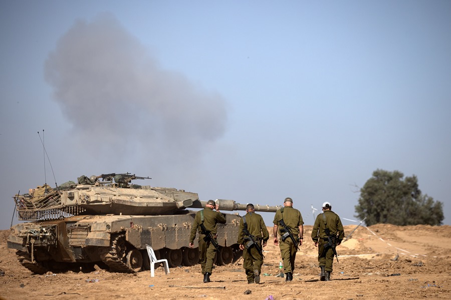 Israeli forces along the border with Gaza