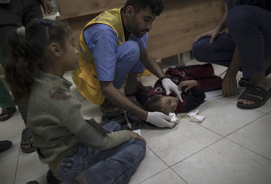 Injured Palestinians in Nasser Hospital in Khan Yunis