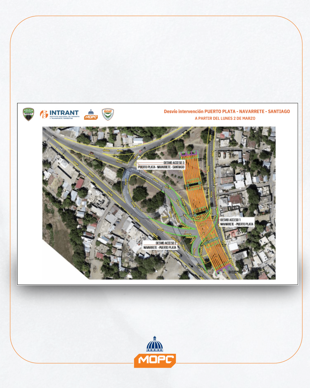 Obras Públicas realiza desvíos en la autopista Duarte por trabajos en circunvalación de Navarrete