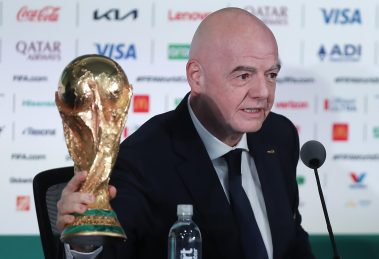 Infantino habla en una rueda de prensa de la Copa del Mundo