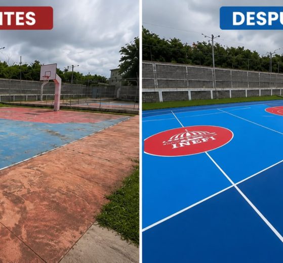 PIE DE FOTO CANCHAS REMOZADAS POR INEFI EN CARCEL