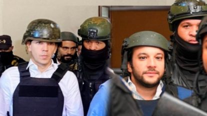 Hugo beras y jochi gomez presos y con chaleco antibalas y cascos de proteccion medium
