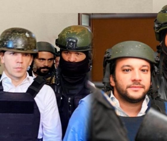 Hugo beras y jochi gomez presos y con chaleco antibalas y cascos de proteccion medium