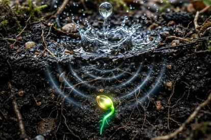 Semilla germinando sonido lluvia